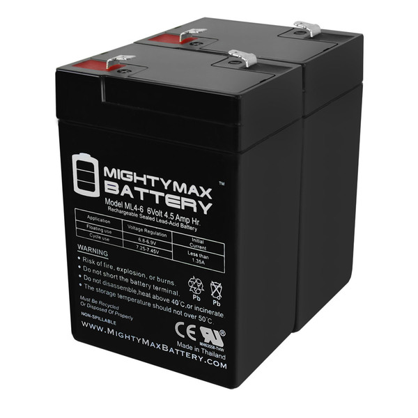 Mighty Max Battery 6V 4.5Ah Emergency Exit Lighting SLA Battery - 2 Pack ML4-6MP21998